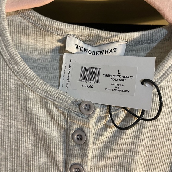 WeWoreWhat Gray Henley Bodysuit LARGE ,NWT material is so soft and it’s ribbed - Picture 6 of 10